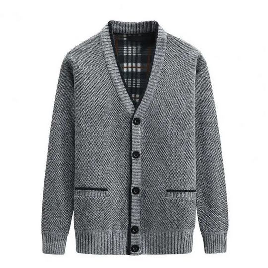 Jonas - Elegant cardigan med V-hals, lommer og knappekjole
