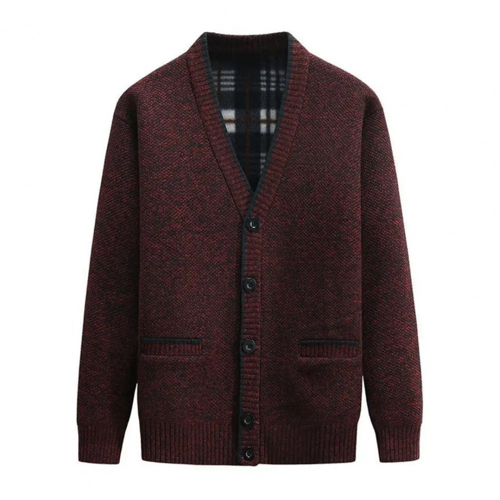 Jonas - Elegant cardigan med V-hals, lommer og knappekjole