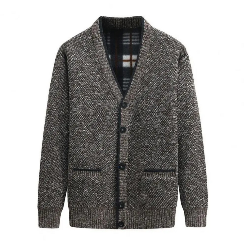Jonas - Elegant cardigan med V-hals, lommer og knappekjole