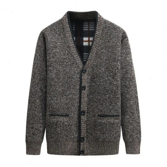 Jonas - Elegant cardigan med V-hals, lommer og knappekjole