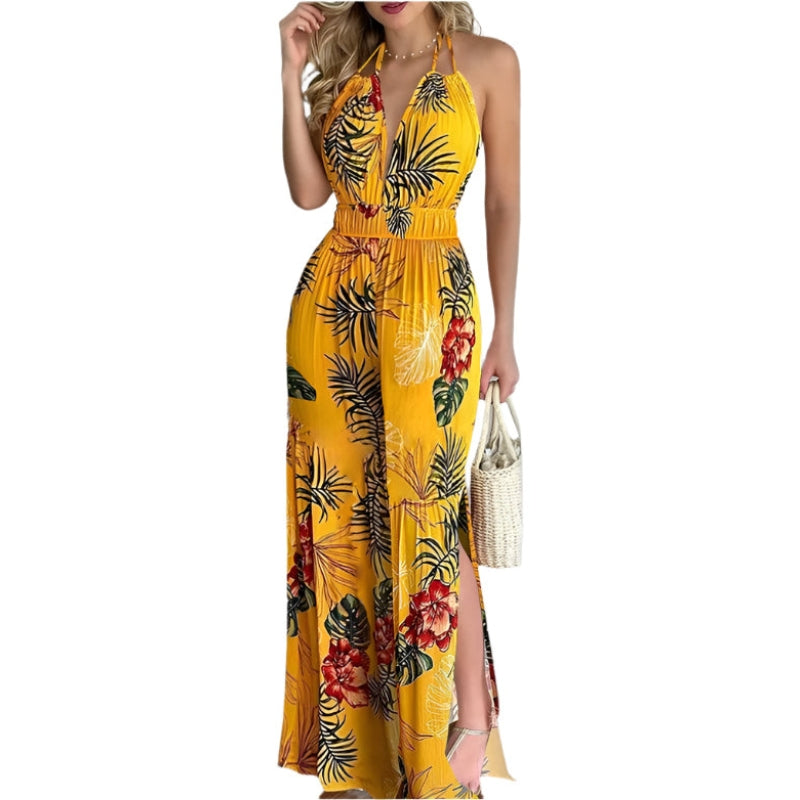 Hailey - Moderne jumpsuit med sidesplitter og V-hals