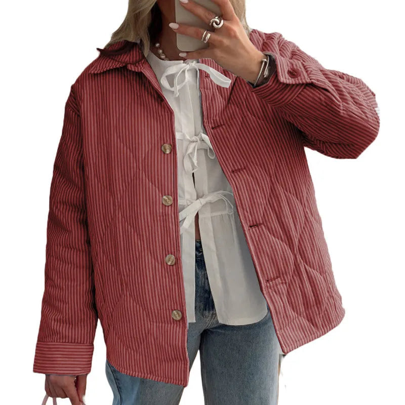Celia – Oversized quiltet jakke med avslappet passform og knapper