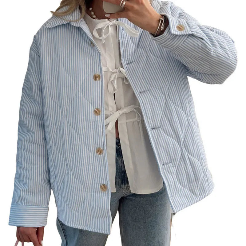 Celia – Oversized quiltet jakke med avslappet passform og knapper